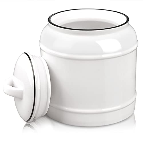 COCOYA 85oz Large Ceramics Jar with Lid Big Food Storge Canister Porcelain Dry Food Container Round White Kitchen Countertop Pantry for Store Cookie Coffee Bean Grain Cereal
